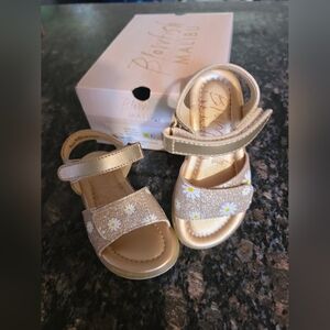 New Girls Sz 8 Blowfish Malibu Gold Daisy Glitter Sandals